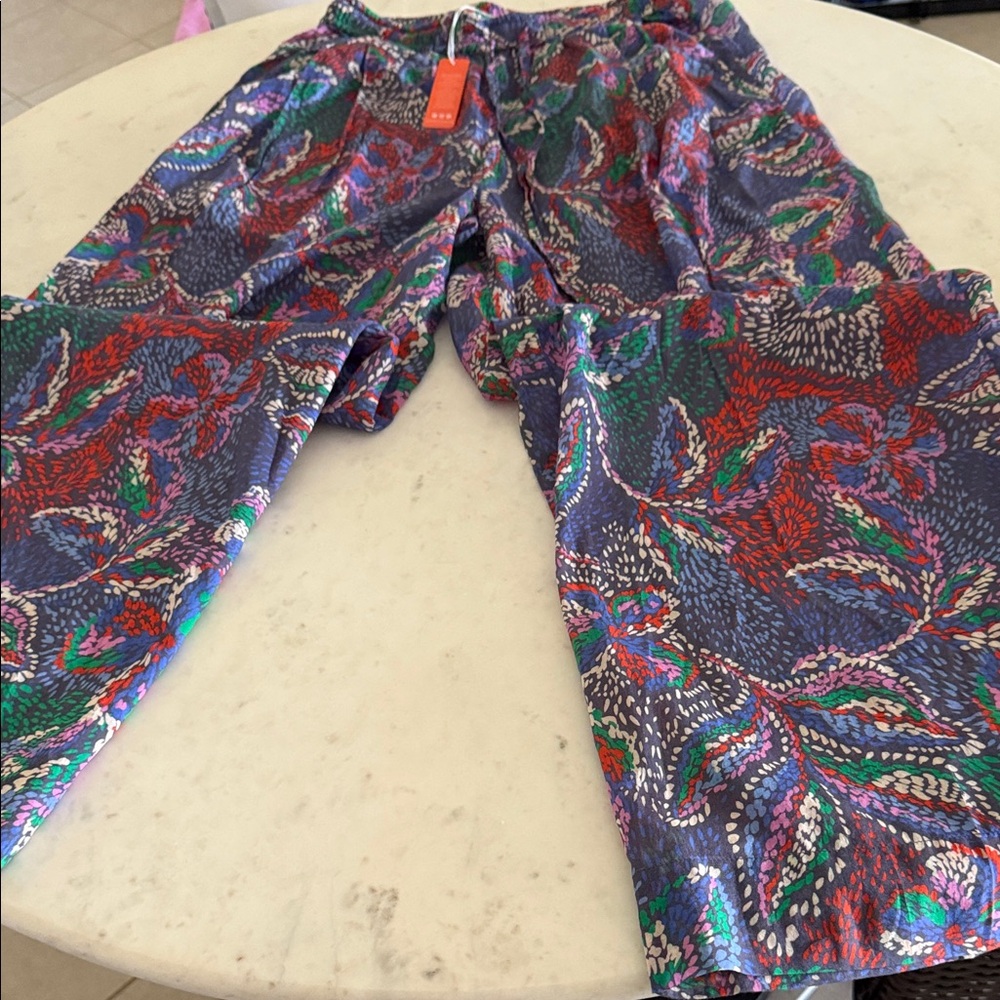 Colorful Leaf Pattern Pants Sundry